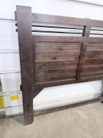 Rustic Wooden Headboard with Metal Accents, Queen/King Size, Dark Stained Finish - 2