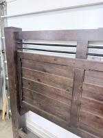 Rustic Wooden Headboard with Metal Accents, Queen/King Size, Dark Stained Finish - 8