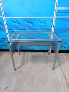 Glass-Top Computer Desk with Metal Frame, 48" x 24" x 30", Includes Keyboard Tray