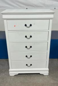 White 5-Drawer Tall Chest of Drawers, Engineered Wood, 48"x31"x16.