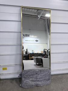 Large Brass Floor Mirror with Brushed Gold Frame, 84" x 36"