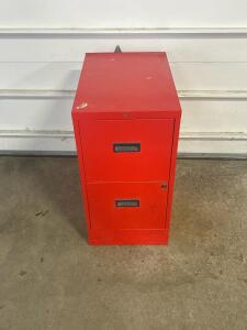 Red Metal 2-Drawer Vertical Filing Cabinet, Steel, Lockable, Superroller Slides, 28.5H"x15W"x22D"