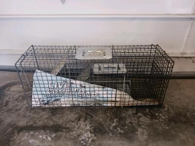 Live Animal Trap, Approx. 32.5"x11"x12.5", Galvanized Wire Mesh, Spring-Loaded Door