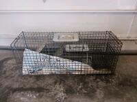 Live Animal Trap, Approx. 32.5"x11"x12.5", Galvanized Wire Mesh, Spring-Loaded Door
