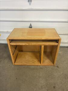 Light Oak Wooden Computer Desk with Sliding Keyboard Tray and Dual Storage Compartments, 38Lx 18Dx 28H