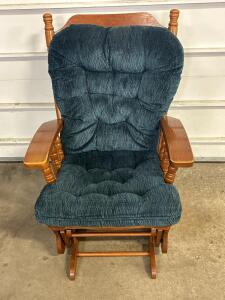 Wooden Glider Rocking Chair with Cushioned Seat and Back