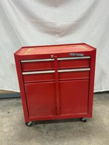 Craftsman Rolling Tool Chest, 2-Drawer, Locking Cabinet,&rdquo;26.75inWx14.5inDx30.5inH&rdquo; Heavy-Duty Steel, Red