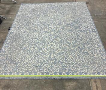 Lauren Ralph Lauren Wool Area Rug &ndash; Blue/Ivory Floral Pattern 118.5inLx96inW