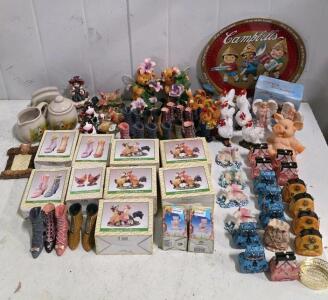 Designer & MRSH Collection Lot: Chicken, Rabbit, Pig, Angel Figurines, Some Original Boxes