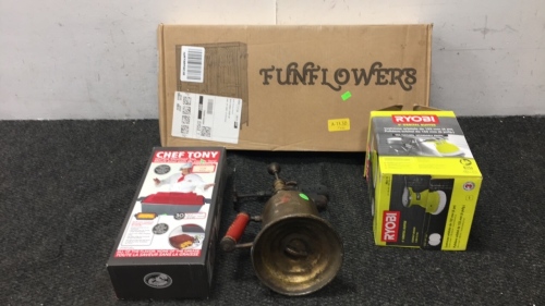 Ryobi Orbital Buffer, Stuffed Meatloaf Pan, Funflower Pipes, Vintage Blow Torch