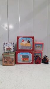 Hand Painted Ceramic Barn EV 3238, Collectible Kitchen Decor, Original Box, Red/Black