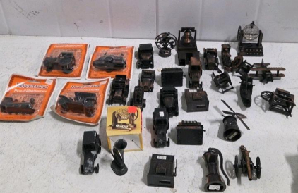 Assorted Lot of 29 Die-Cast Nostalgic Pencil Sharpeners &ndash; Vintage Vehicles & Gadgets, Some Packaged