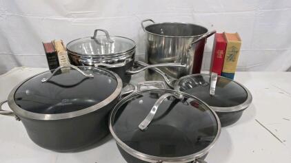 Calphalon & Stainless Steel Mixed Cookware Set, 6 Pieces, Glass Lids, Hard-Anodized & Metal Pots