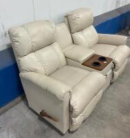 Beige Manual Reclining Loveseat with Console, Cup Holders, and Storage Drawer. L60inx30InDx39inH - 5