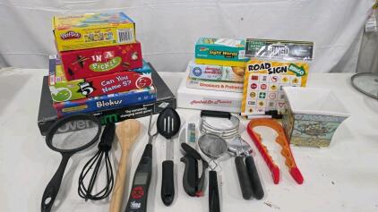 Assorted Kitchen Utensils, Family Board Games, Hooked On Phonics, Decor, Travel Bingo