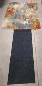 (1) Abstract Colored Area Rug, 5 x 6.5 Feet & (1) Runner, 26" x 66"