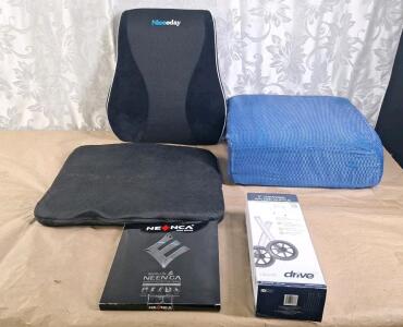 (1) Neenca Knee Brace, (1) 2-Piece 5" Universal Walker Wheel Set & (3) Seat Cushions