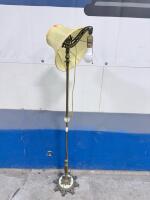 Antique Brass Floor Lamp with Marble Base and Fabric Shade, 61.5" Tall