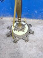 Antique Brass Floor Lamp with Marble Base and Fabric Shade, 61.5" Tall - 2
