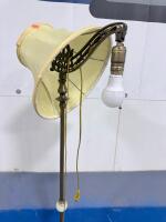 Antique Brass Floor Lamp with Marble Base and Fabric Shade, 61.5" Tall - 7