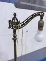 Antique Brass Floor Lamp with Marble Base and Fabric Shade, 61.5" Tall - 8