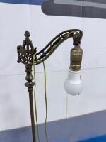 Antique Brass Floor Lamp with Marble Base and Fabric Shade, 61.5" Tall - 9