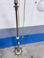 Antique Brass Floor Lamp with Marble Base and Fabric Shade, 61.5" Tall - 10