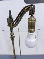 Antique Brass Floor Lamp with Marble Base and Fabric Shade, 61.5" Tall - 11