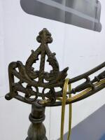 Antique Brass Floor Lamp with Marble Base and Fabric Shade, 61.5" Tall - 12