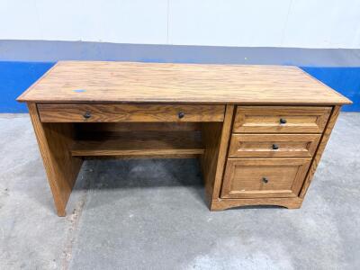 Light Oak Office Desk with 4 Drawers and Pull-out Keyboard Tray