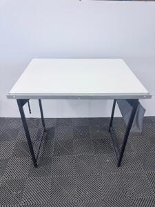 Folding Drafting Table with Adjustable Angle, 36"x24" White Top, Black Metal Frame