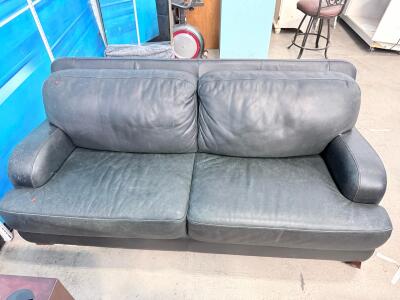 Modern Black Leather 2-3 Seat Sofa, Contemporary Style, 78-84" Wide, Hardwood Frame