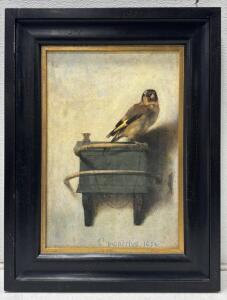 Framed Reproduction of Carel Fabritius's 'The Goldfinch' with Shadow Catchers Label