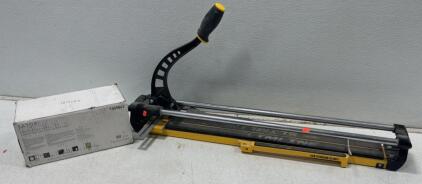 Manual Tile Cutter (24" QEP-style) with Satori Hudson 3x6 White Glossy 80-Piece Wall Tile Box