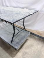 Rectangular Outdoor Patio Table, Glass Top, Metal Frame, 72"x40", with Umbrella Hole - 2