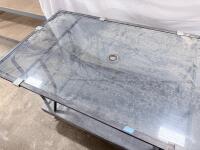Rectangular Outdoor Patio Table, Glass Top, Metal Frame, 72"x40", with Umbrella Hole - 7