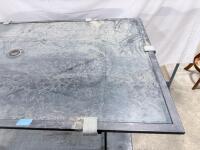 Rectangular Outdoor Patio Table, Glass Top, Metal Frame, 72"x40", with Umbrella Hole - 8