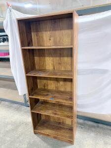 Standard 5-Shelf Bookcase, Engineered Wood, Brown Woodgrain, 72"x30"x12", Closed Back