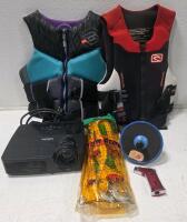Rip Curl & TenTenic Adult Neoprene Life Jackets, InFocus Projector, Tow Rope, Ab Roller and Special Blue "Blue Steel" torch lighter featuring a dragon logo - 5