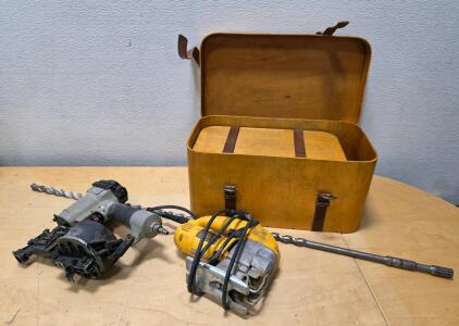 Porter Cable RN175 Coil Nailer, DeWalt Jigsaw, SDS-Max Drill Bit, Vintage Wood Tool Chest
