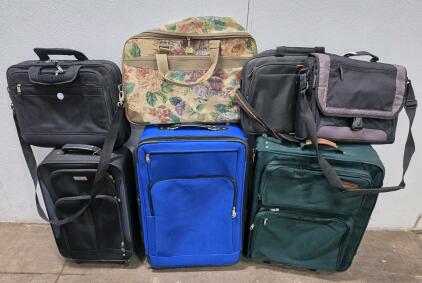 Assorted Rolling Suitcases & Laptop Briefcases&mdash;Mixed Brands, 7-Piece Luggage Set, Multiple Colors