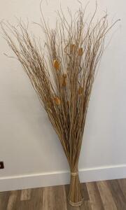 Large Natural Decorative Dried Branch Bundle with Seed Pod Accents, 36" Tall, Tan/Brown