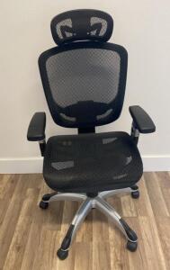Ergonomic Mesh Office Chair, Adjustable Headrest & Armrests, Aluminum Base, Black