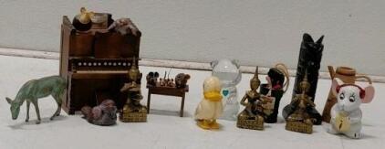 Lot of 12 Mixed Mini Figurines &ndash; Animal, Musical, Decorative, Vintage & Modern, 2&ndash;5 in. Tall