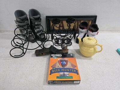 Adult and Child Ski Boots, Trailer Hitch with ball size 2"5/18. Black Metal Spider-Shaped Tealight Candle Holder