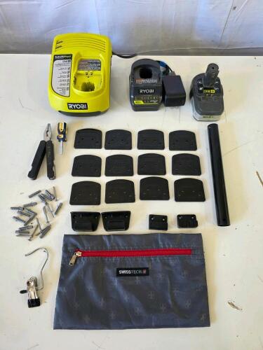 Working Ryobi ONE+ IntelliPort P117 Charger, Alltrade Multi-Tool, Wall Mounts, SwissTech Bag, Battery
