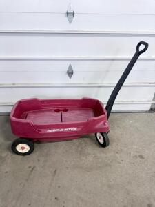 Radio Flyer Pathfinder Wagon Model 2700, 2 Seats, Fold-Down, 200 lbs Capacity, Red, Pull Handle