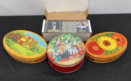Fleer Baseball cards +Cookie tins