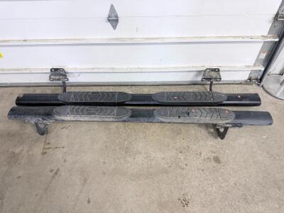 6-Inch Oval Black Powder-Coated Steel Running Boards with Mounting Brackets