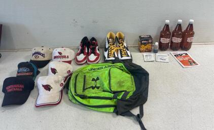 me Rootbeer brewing kit ( missing yeast) includes 3 bottles, rootbeer mix, no rinse sanitizer and rootbeer flavor crystals, custom Nike Blazer sneakers (size13),Nike Air Jordan 1 Retro High "Chicago" sneakers( size 7), One size fits all:(3) cardinals hat,